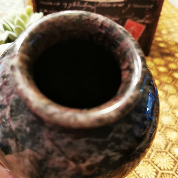 Vintage Green and Purple Solid Granite Vase Urn - Picture 6 of 11